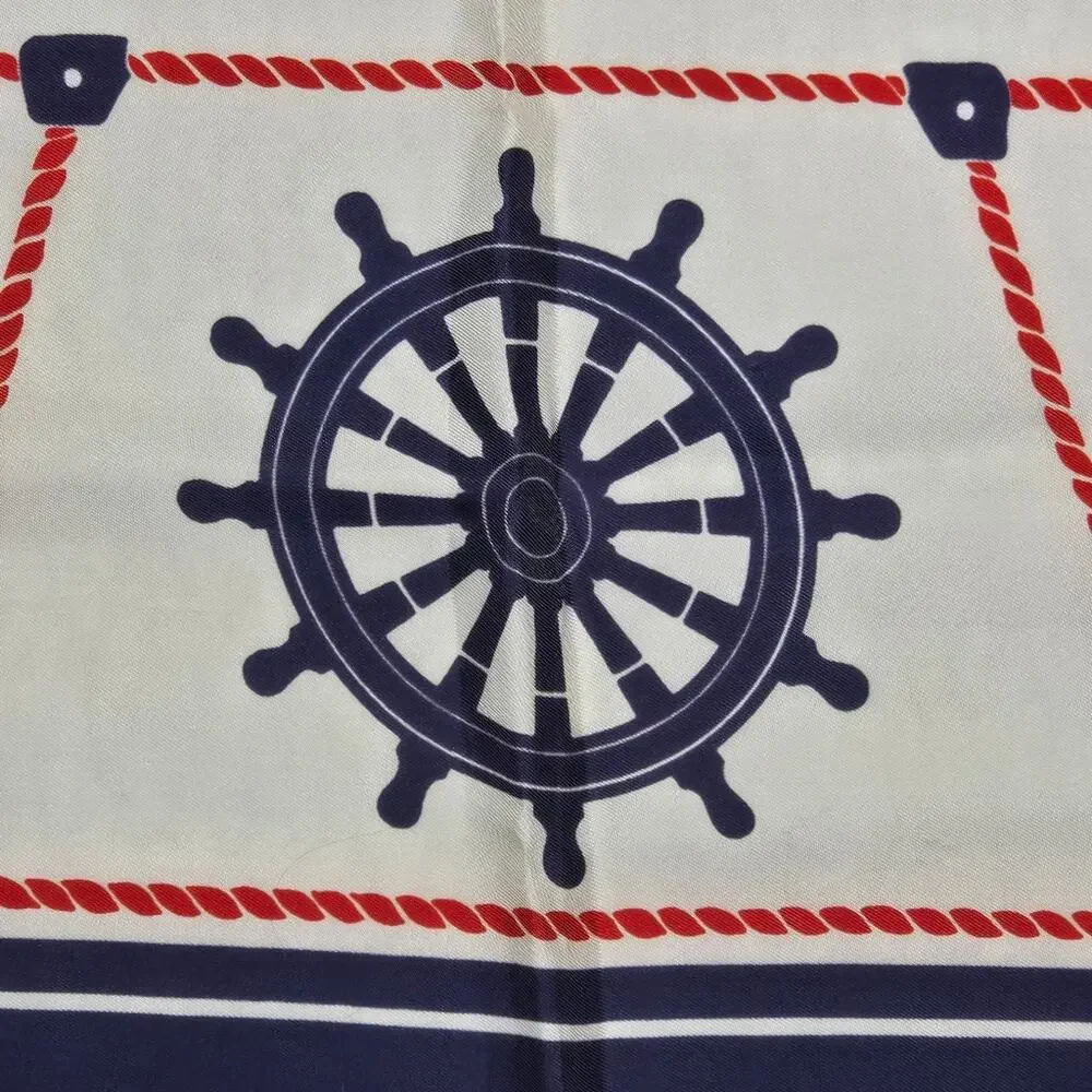 CEGGALI Creazione Nautical Anchor Print Scarf Blue White and Red